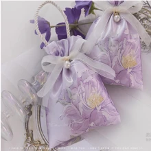 1pc/5pcs New Style Wedding Candy Bag, High-End Candy Box, Hand-Held Candy Bag With Small Flower Patterned Cloth Pouch - Purple - View 7