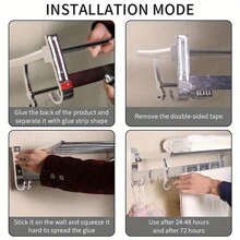 1入重負荷不需釘子的壁掛式貼牆架，針對高黏性壁磚地板腳踏線，多功能，防水，防霉，強力黏貼，適用於家庭，無需鑽孔 - 彩色 - 查看 7