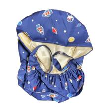 Gorro quirúrgico con forro de tela y forro colorido para enfermeras, Halloween, Día de San Valentín - sombrero de pelo largo agrandado - Ver 6