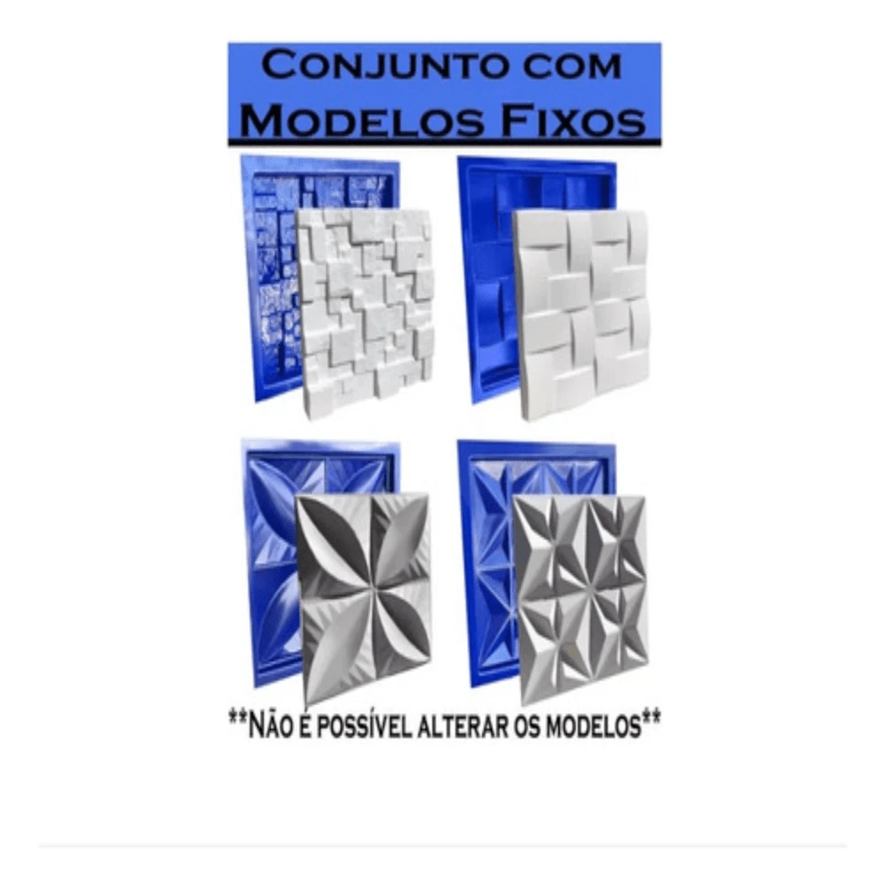 Conjunto 4 Formas 3d Gesso/cimento Abs Azul Envio Imediato