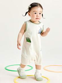 mini bala Summer Unisex Baby Girl Cloud Soft Antibacterial One-Piece Clothes Baby Breathable Crawling Clothes - Khaki - View 3