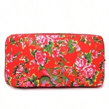 Large Capacity Expandable Floral Travel Bag With Flower Print Storage Bag For Short Trips - Red - View 6