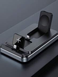 3-In-1 Foldable Wireless Charging Dock Station For Phone, Watch, And AirPods - Black - View 2