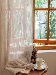 1pc European Style Simple Colorful Woven Thick Linen Sheer Curtain