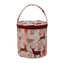 1pc Green Peony Pattern Yarn Storage Bag Knitting Organizer Tools Bag Tool Box - Apricot - View 2