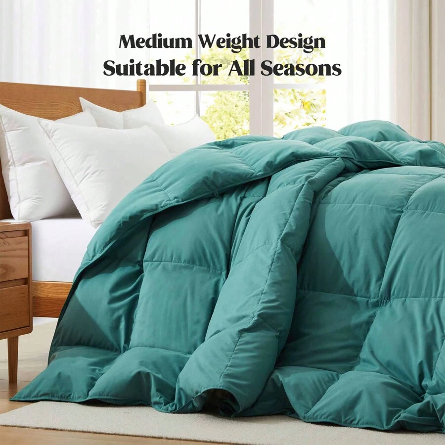 Puredown All Seasons Goose Down Feather Comforter Ultra Soft Peach Skin