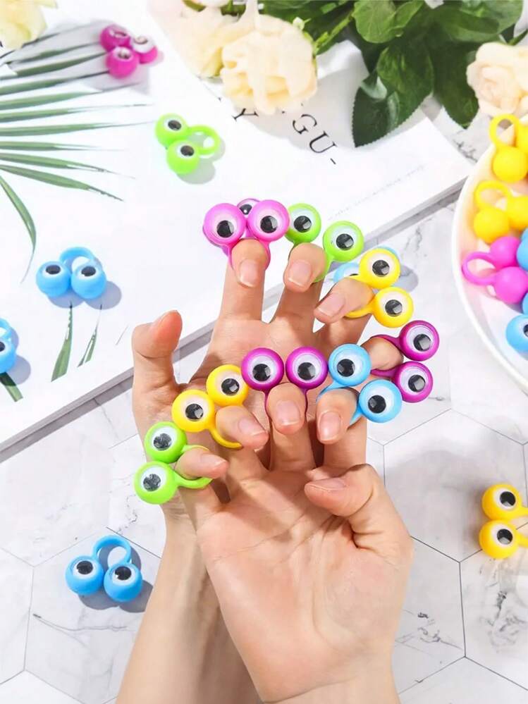 10 piezas/12 piezas/24 piezas/36 piezas Adorables títeres de dedo con ojos - Ojos saltones y móviles para fiestas, diversión creativa en proyectos de manualidades - Ideal para crear ambiente de fiesta con títeres de dedo con ojos móviles, creativos e interactivos para fiestas, decoraciones navideñas, regalos navideños y decoración del hogar - Multicolor - Añade 9