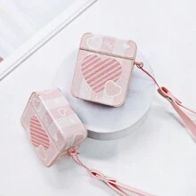 Square Painted Heart Earphone Case Compatible With Airpods 2/3/Pro/Pro2, Purple/Pink Protective Case - Multicolor - View 5
