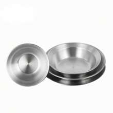 Juego de vajilla para exteriores, 4 piezas de tazones y platos de acero inoxidable, platos para barbacoa y buffet - Plateado - Ver 12