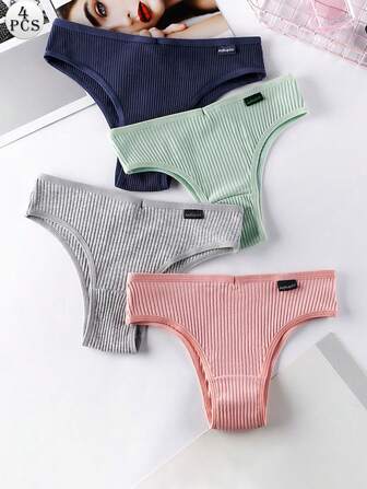 4 件套女士丁字裤，无缝三角内裤，性感运动风格