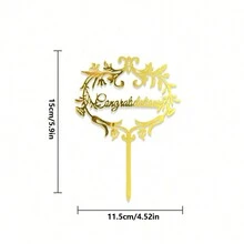 Conjunto de 5 topos de bolo de formatura "Parabéns Formando" - Dourado - Visão 3