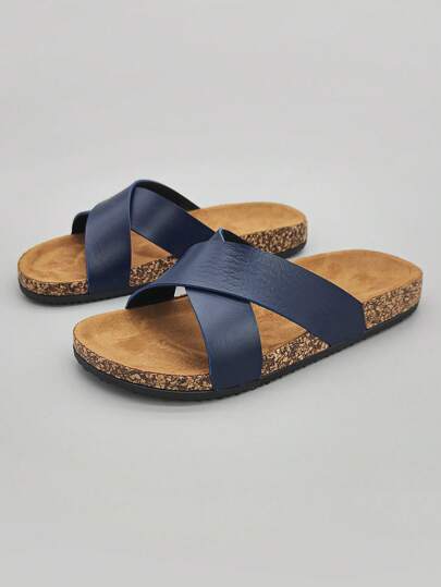 2024新款男士黑色轻便平底休闲软木拖鞋