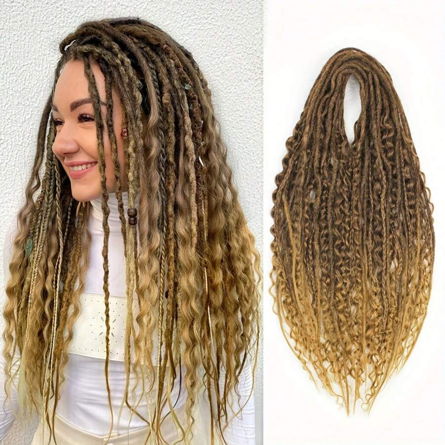 Ombre Yellow 1Pack (1 Pack Of 10 Pieces) Boho Dreadlocks Synthetic Boho