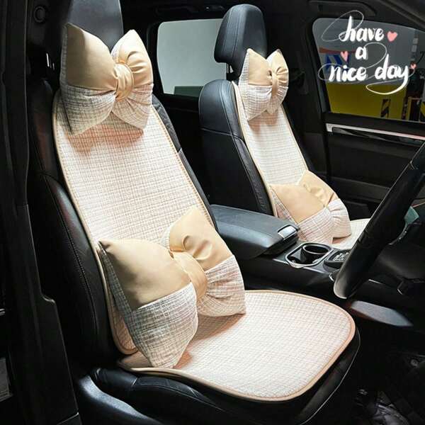 Easypie Selection 1PC Four Seasons Car Seat Cushion Set, Pink Cute Girly Comfortable And Soft Car Seat Cushion, Plaid Comfortable Car Seat Cushion