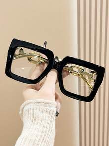 1 Pair Square Shaped Glasses, Suitable For Back-To-School Reading And Daily Wear - Multicolor - View 2