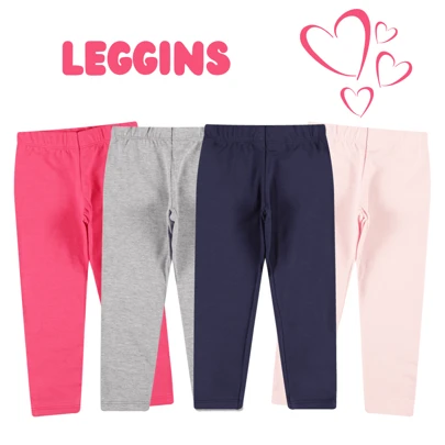 Kit Sortido 3 Calças Leggings em Cotton Infantil Menina -  2 ao 16