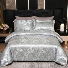 1 pezzo Copripiumino in raso jacquard, stile regale di lusso per tutte le stagioni, dimensioni singole o doppie adatte per l'uso domestico