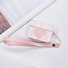 Square Painted Heart Earphone Case Compatible With Airpods 2/3/Pro/Pro2, Purple/Pink Protective Case - Multicolor - View 16