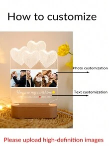 1 件 3D 照明定制情侣拼贴照片 LED 夜灯、带有照片和文字的个性化亚克力夜灯、定制照片灯、个性化照片拼贴 LED 灯、情侣相框、个性化照片拼贴礼物、卧室夜灯、生日礼物、情侣礼物、独特的结婚礼物、周年纪念礼物、送给妻子/她/女朋友/朋友的礼物、送给他/男朋友/丈夫的礼物、爱之光、情人节、婚礼、闺蜜聚会礼物