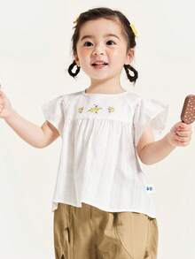 mini bala 年轻女孩短袖衬衫夏季宝宝婴儿亲肤柔软甜美儿童衬衫 - 白色 - 查看 3