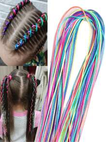 32 piezas Set de bandas de cuerda de cabello trenzado con gradiente de colores surtidos para trenzas de cola de caballo, accesorios para peinar el cabello con trenzas DIY para niñas - Multicolor - Ver 1