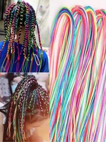 32 piezas Set de bandas de cuerda de cabello trenzado con gradiente de colores surtidos para trenzas de cola de caballo, accesorios para peinar el cabello con trenzas DIY para niñas - Multicolor - Ver 5
