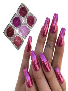 Kit With 6 Mirrored Chrome Powder Pots For Shiny Nails FJ7704/V60/FJ7706/V59/V62/V56 - Gold - View 2