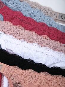 7 件女式性感蕾丝丁字裤 - 透气无缝低腰三角裤和简约爱心内裤 - 舒适女士内衣 - 彩色 - 查看 5