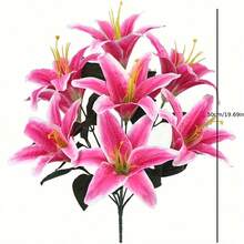 1 Bundle, Simulation Lily Flowers, Suitable For Living Room Dining Room Decoration, Wedding Arch Decor Flower Bouquet - 1pc - View 7