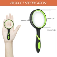 1pc 60mm Glass 10x Handheld Magnifying Glass With Non-Slip Rubber Handle, For Reading, Classroom Science, And Nature Exploration - Orange - View 7