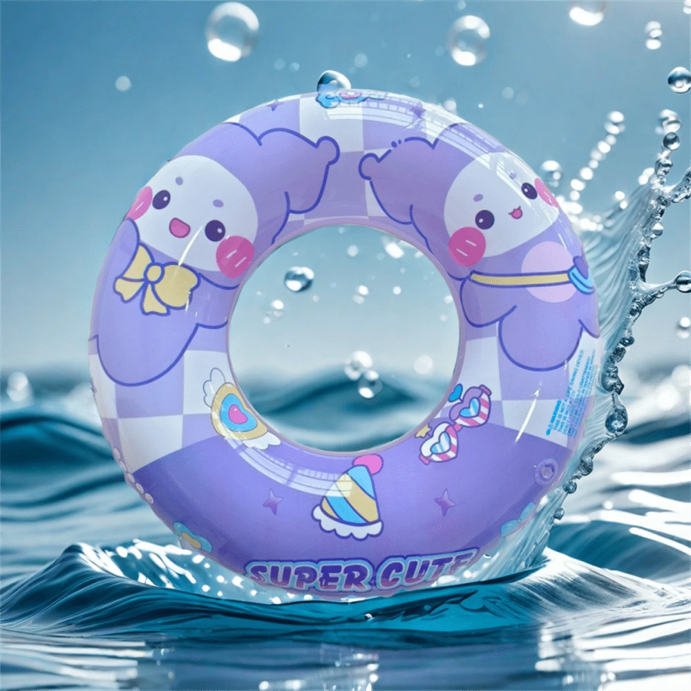 1pc Inflatable Cartoon Swimming Ring Underarm Ring 24.4inch, PVC Swimming Pool Water Park Inflatable Swimming Ring Floating Ring - Purple - View 1