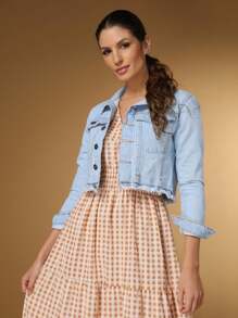 Women Denim Jackets & Coats - 淺色水洗藍 - 查看 3