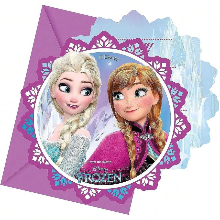 Frozen Disney Invitations (Pack Of 6) (Multicoloured) - Multicolor - View 1