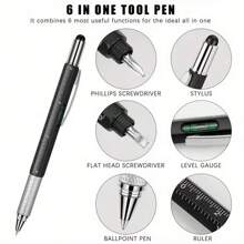 1pc 6 trong 1 Multi-Tool Pen Construction Tool, Quà tặng Bút công cụ, Multi Tech Pen với Bút bi, Thước kẻ, Bút cảm ứng, Thước thủy, Tua vít, Bút cá nhân hóa, Dụng cụ cho nam giới - Nhiều màu - Xem 4
