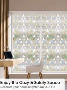 1m/2m Triangle Static Cling Window Film, Privacy Protection, Decorative PVC Waterproof And Removable Electrostatic Sticker For Glass Doors And Windows - Clear - View 4