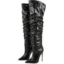 Women's Pointed Toe Stiletto Over-The-Knee Boots - Black - View 1