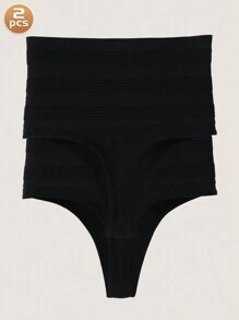 Conjunto de 2 piezas de ropa interior sexy en forma de triángulo G de control del abdomen y moldeo corporal de cintura alta para mujeres