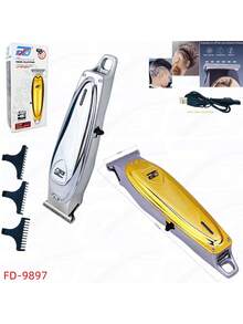FD maquina de corta cebello cromado,Cortadora De Pelo Trimmer Recargable - Dorado - Ver 4
