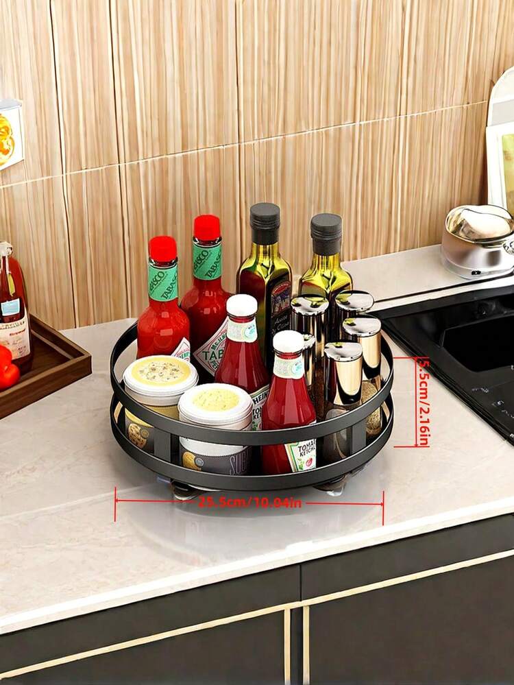 1 set de porte-bouteilles d'assaisonnement pour la cuisine, présentoir rotatif rond, en noir, disponible en 1/2/3 couches, en matériau de fer forgé, emballé individuellement, assemblage simple requis. Convient pour: Stockage sur le plan de travail de la cuisine des bouteilles d'assaisonnement, sauce soja, huile de cuisson, vinaigre, ketchup, poivre, piment en poudre et autres assaisonnements en bouteille. Stockage cosmétique pour la salle de bain. Gel douche, shampoing, huile essentielle, nettoyant, masque de beauté, après-shampoing, stockage de savon. Rangement de bureau pour petits articles. Stockage de fête d'anniversaire pour la nourriture. Idéal comme cadeau pour les pères, les mères, les petites amies et les épouses en tant que cadeau de cuisine, de stockage, de cuisine, d'organisateur de cuisine, d'organisateur, d'articles de cuisine, de décoration de pièce, de décoration de la maison, de décoration de Noël, de cadeaux pour la maison, de décoration de pièce. - Multicolore - Voir 2