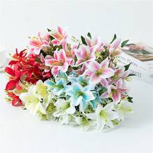 1 Bundle, Simulation Lily Flowers, Suitable For Living Room Dining Room Decoration, Wedding Arch Decor Flower Bouquet - 1pc - View 12