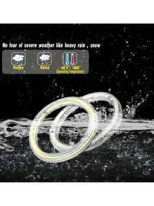 GLANBERT 2 chiếc COB Angel Eyes Halo Ring Xe hơi Xe máy Bóng đèn LED 12V Đèn pha Cob Đèn tín hiệu phanh - băng xanh - Xem 4