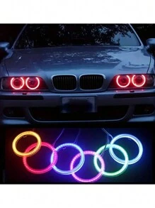 GLANBERT 2 chiếc COB Angel Eyes Halo Ring Xe hơi Xe máy Bóng đèn LED 12V Đèn pha Cob Đèn tín hiệu phanh - băng xanh - Xem 6