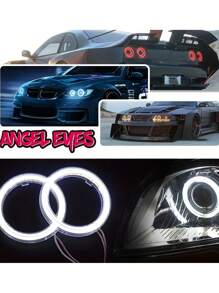 GLANBERT 2 chiếc COB Angel Eyes Halo Ring Xe hơi Xe máy Bóng đèn LED 12V Đèn pha Cob Đèn tín hiệu phanh - băng xanh - Xem 7