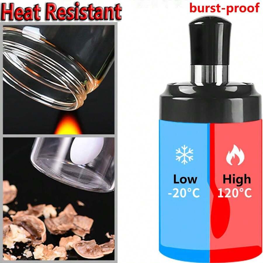 Kitchen Glass Seasoning Pot Spoon Lid Integral Seasoning Bottle Sealed