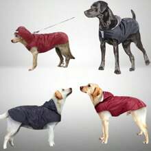 1入組小/中/大型反光寵物雨衣，帶有韁繩孔的防水和防風狗狗兜帽披風 - 黃色 - 查看 1