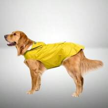1入組小/中/大型反光寵物雨衣，帶有韁繩孔的防水和防風狗狗兜帽披風 - 黃色 - 查看 2