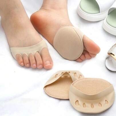 1 par de almohadillas antepié para mujer con diseño de panal de abeja reutilizables de color beige para prevenir el dolor y aliviar la fatiga del pie, cojín antideslizante para insertar en zapatos de varios estilos