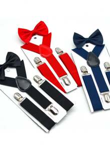 1pc Children's Strap Bow Tie Suit Bow Accessories Teen Strap Clip Adjustable Pants Clip For Boys And Girls, Ideal Choice For Gifts