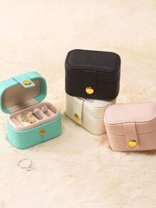 CASEGRACE 1 pièce Boîte à bijoux de voyage en PU, étui à bijoux pour femmes, organisateur portable | Petit étui à bijoux | Cadeau d'anniversaire pour femmes, cadeau pour petite amie, support à bijoux multi-grille, retour à l'école