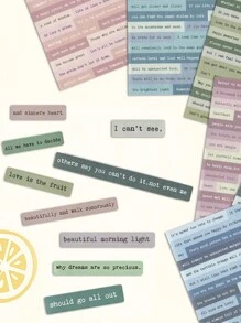 6 Sheets Per Pack English Stickers Paper Handbook Planner Writing Literature Book Diy Material Decorative Scrapbooking Or Journaling Vintage Scrapbook Stickers Phrase Word Stickers For Scrapbooking Junk Journal Supplies Planners DIY,School Supplies,Back To School
